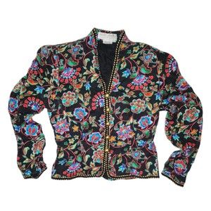 Vintage floral silk blazer